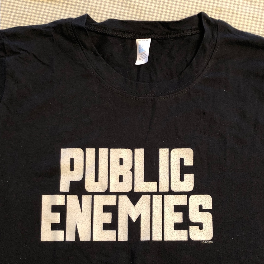 Girly PUBLIC ENEMIES Movie Promo T-shirt Large Johnny Depp/Christian Bale #916